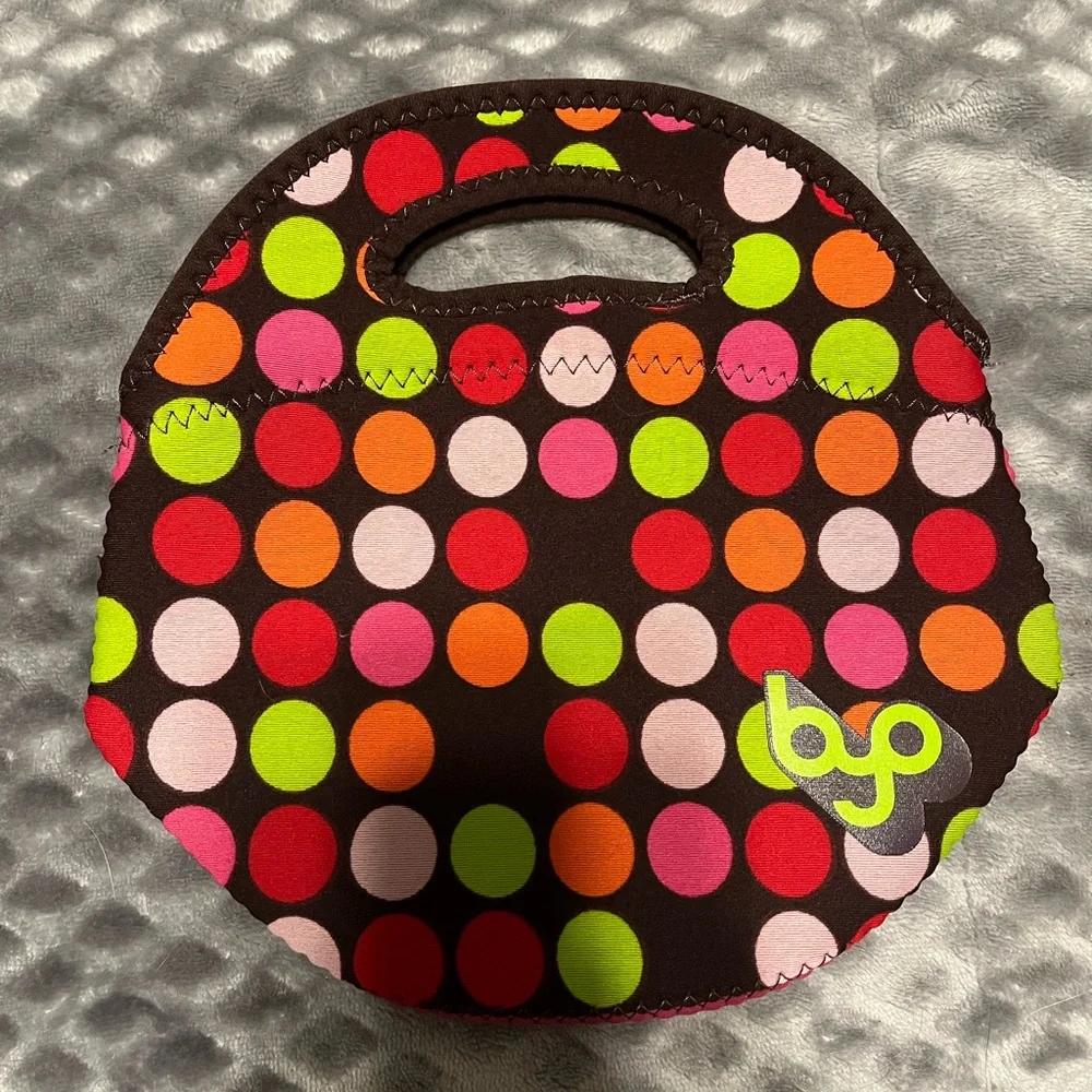 BYO Polka Dot Insulated Lunch Tote — Brown with Multicolor Dots